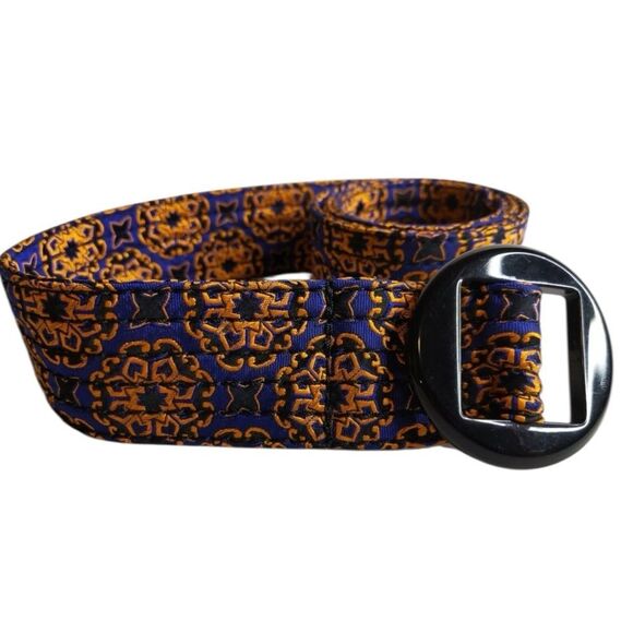 J. Crew Womens 100% Silk Belt Size S/M 41"L Blue Orange Geometric - Picture 1 of 6